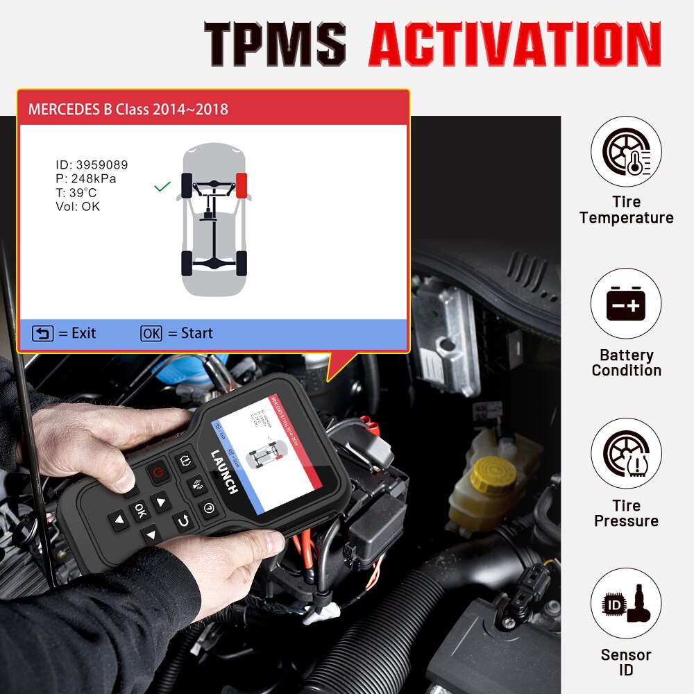 LAUNCH X431 CRT5011E TPMS Tire Pressure Diagnsotic Tool 315MHz 433MHz Sensor Activation
