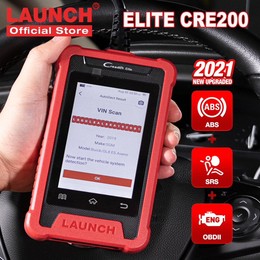 LAUNCH X431 Elite CRE200 OBD2 Scanner Auto ABS SRS Diagnostic Tool Car EOBD  OBDII Code Reader Scan Tool Multilingual Free update