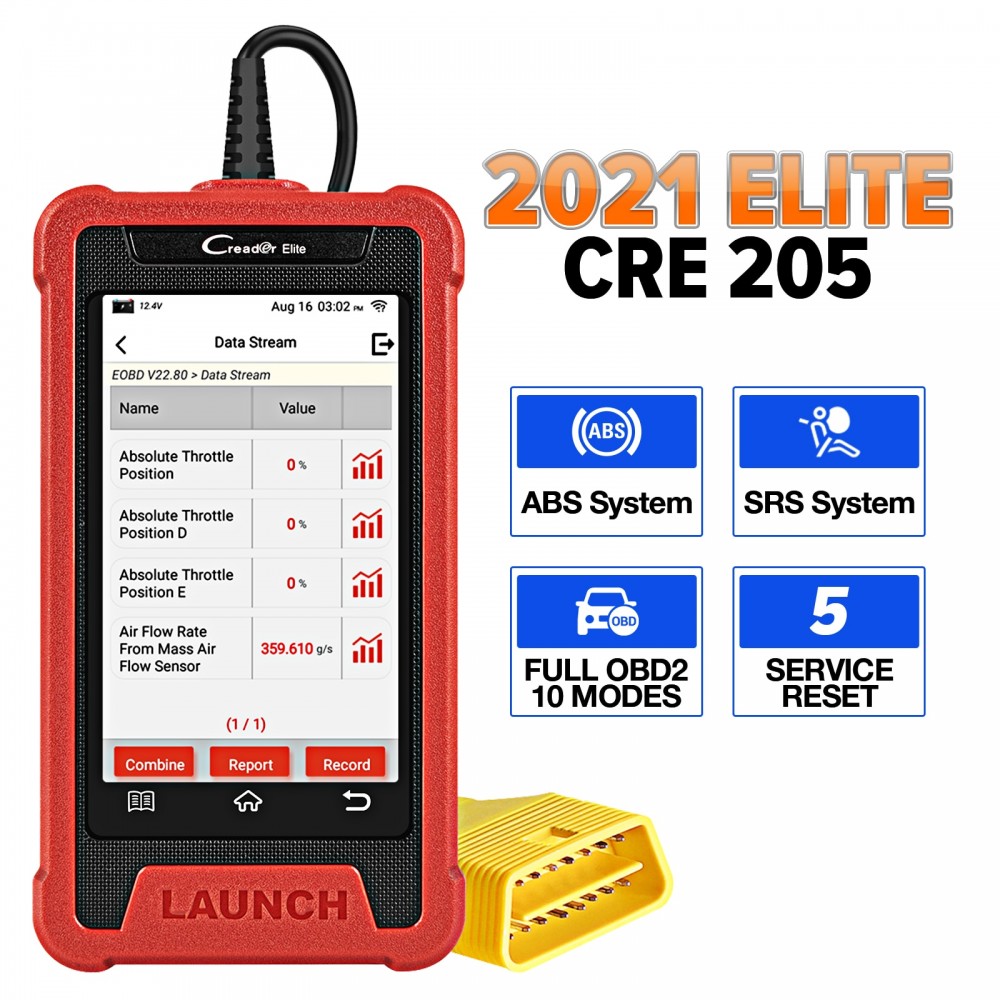 LAUNCH X431 Creader Elite CRE205 obd2 scanner ABS SRS Automotive diagnostic  Tools 5 Reset Car diagnosis Lifetime free Update
