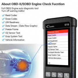 Launch CR619 Obd2 Scanner Multi-language Automotive Scanner Diagnosis ABS SRS Airbag ODB OBD 2 Car Diagnostic Tool Free Update