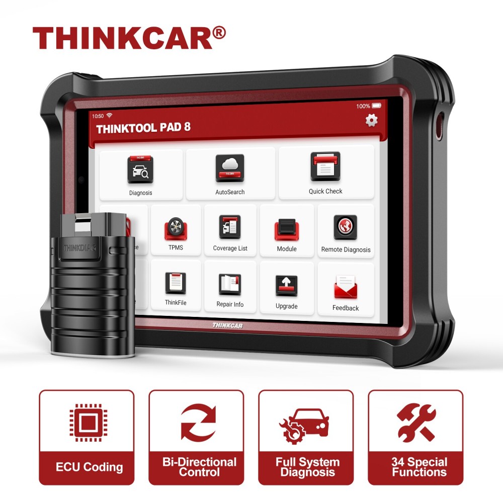 THINKCAR THINKTOOL PAD 8 OBD2 Scanner Professional Automotivo Car Diagnostic Tool Programmable TPMS Code Reader ECU Coding