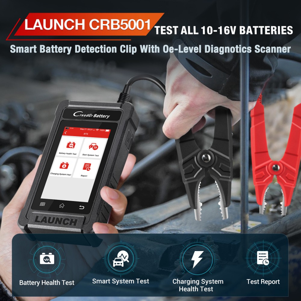 LAUNCH X431 CRB5001 OBD2 Scanner 12V Car Battery Tester Auto ABS SRS AT