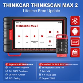 THINKCAR Thinktool ThinkScan Max 2 Full system Lifetime free AF DPF IMMO 28 Reset ECU Coding OBD2 Scanner Support CANFD For GM