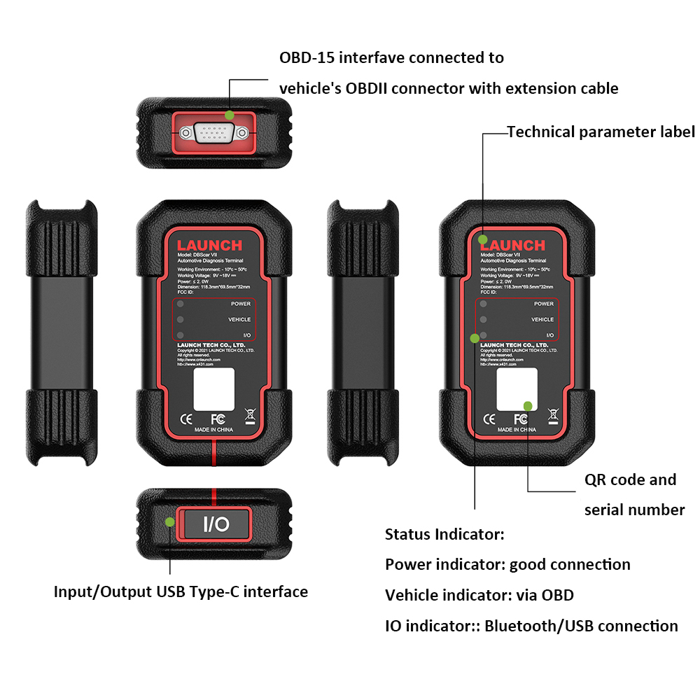 100% Brand New LAUNCH DBScar VII Bluetooth Connector DBSCAR 7 Support ...