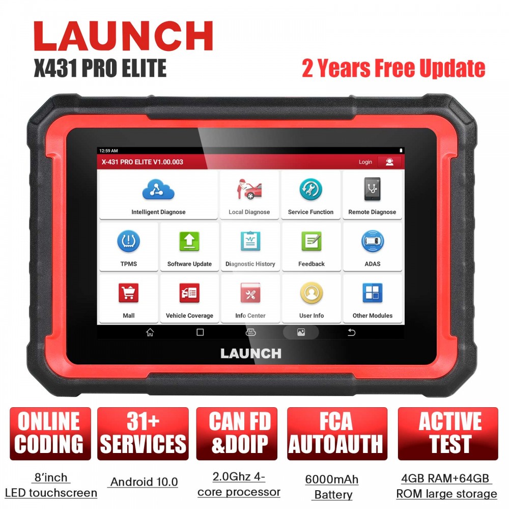 2025 Launch X431 PROS ELITE Bidirectional Scan Tool with CANFD ECU Coding Full System 32+ Special Function VAG Guide