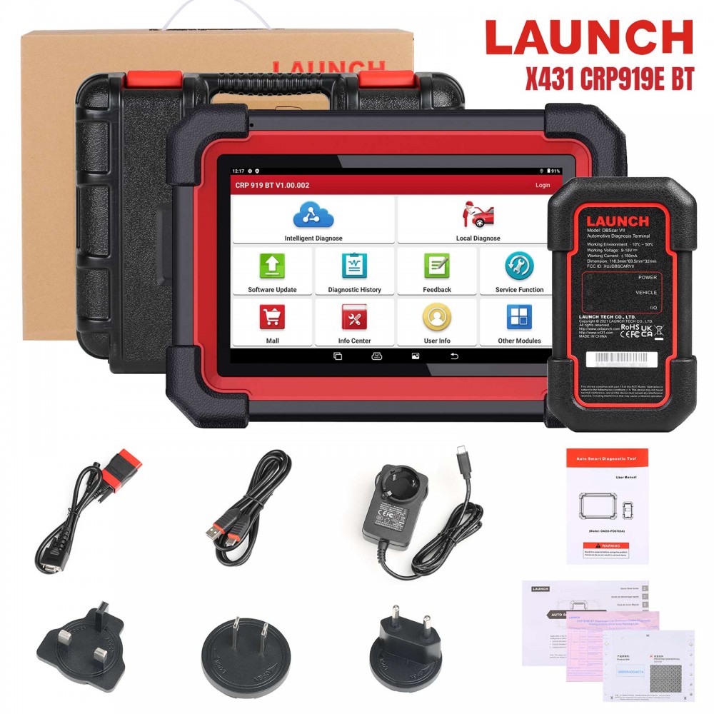  Launch X431 CRP919XBT Valise Diagnostic Auto Multimarque,  Contrôle bidirectionnel, CANFD&DOIP,Diagnostic sans Fil Bluetooth avec  DBScar VII,FCA AutoAuth,VAG Guided,ECU Coding,IMMO