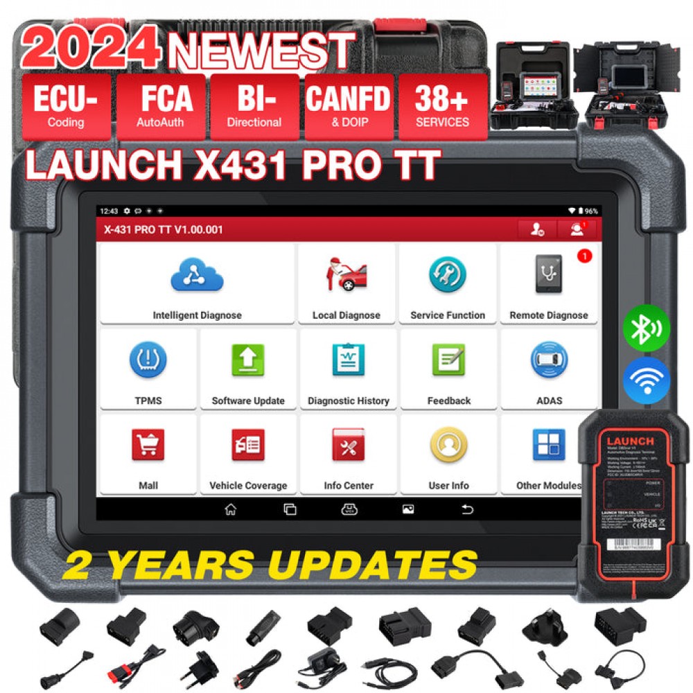 2024 LAUNCH X431 PRO TT Bidirectional Scan Tool with DBSCar VII Connector 37+ Reset ECU Online Coding CANFD Key IMMO