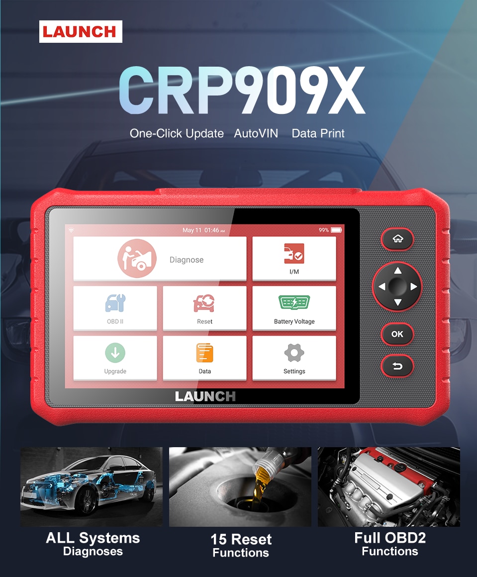 LAUNCH X431 CRP909X OBD2 Scanner Full System Code Reader wifi