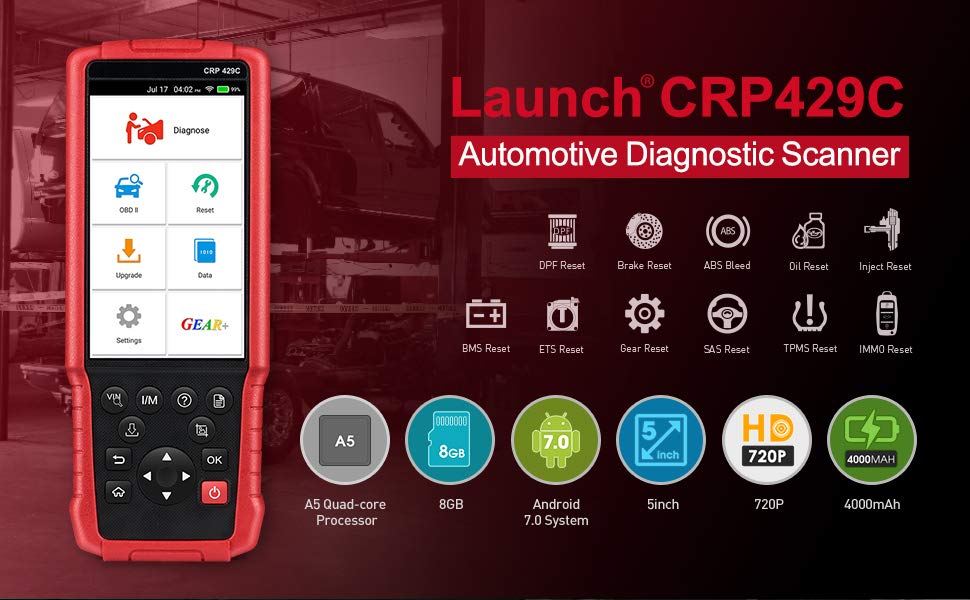 LAUNCH X431 CRP429C OBD2 Code Reader Scanner for 4 system diagnosis 11  reset Automotive tools better CRP129E Free shipping