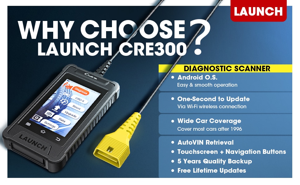 LAUNCH CRE200 OBD2 Scanner Valise Diagnostic Auto Lecteur Code SRS ABS