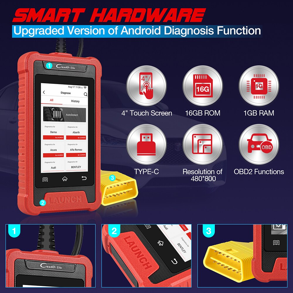 LAUNCH CRE200 OBD2 Scanner Valise Diagnostic Auto Lecteur Code SRS ABS