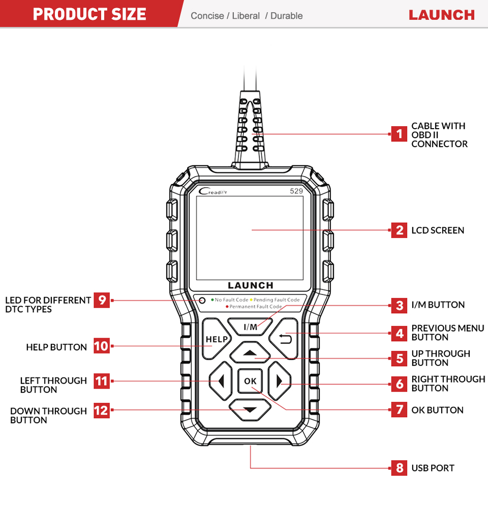 LAUNCH-Creader-529-CR529-OBD2-Scanner-Engine-OBD-Code-Readers-Scan-Tools-Automotive-Diagnostic-Tool-Lifetime-Free-Update-3256803577396004