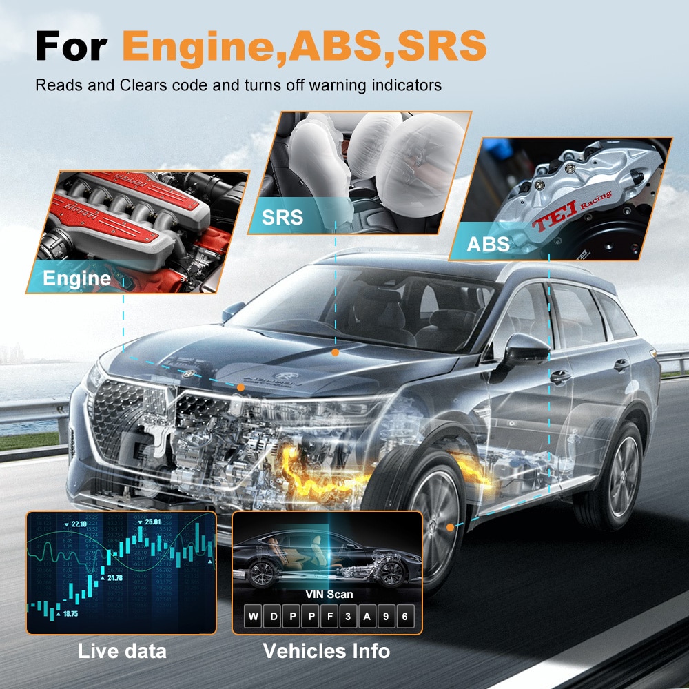 ThinkCar ThinkScan SD6 OBD2 Scanner Engine ABS SRS ECM TCM BCM IC