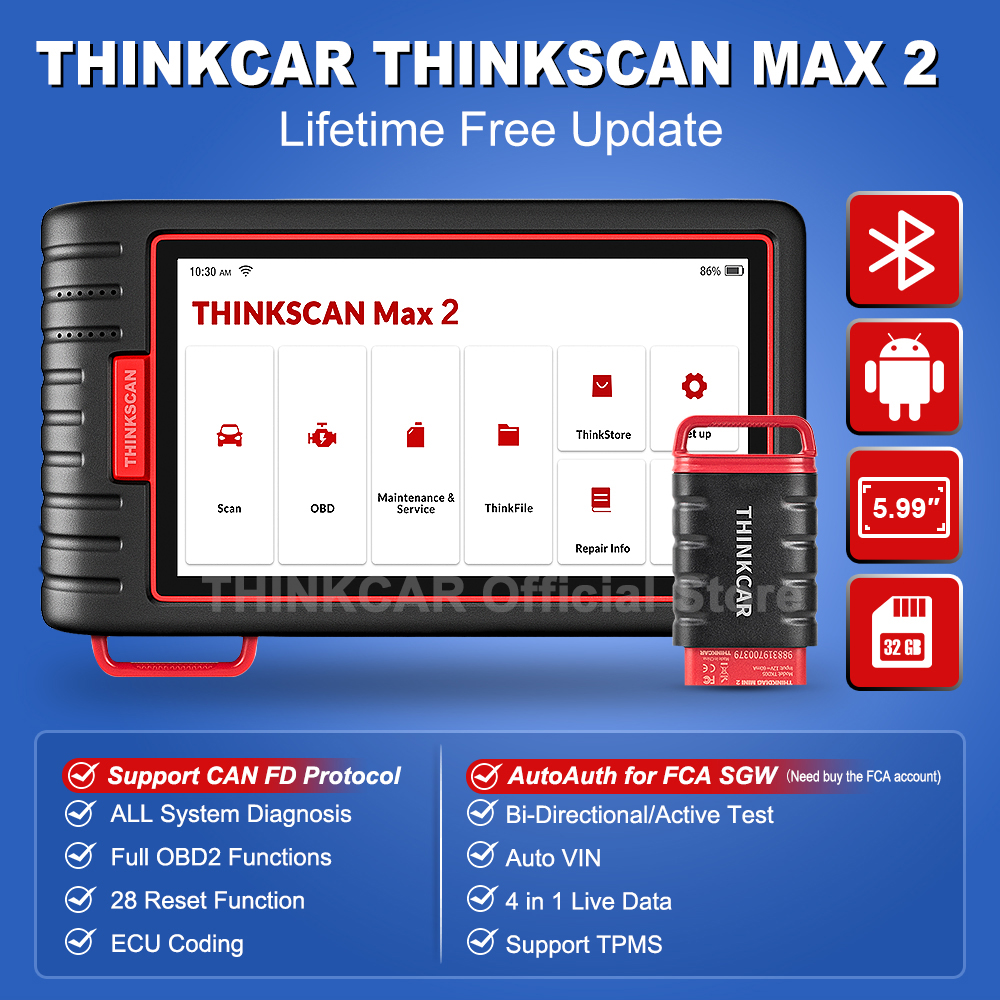 Thinkscan Max Car Diagnostic Scanner Tool Full System 28 Resets